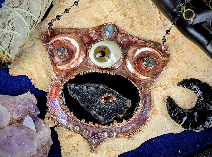 'Darkness Mutters' Copper Electroformed Halloween Statement Necklace - Minxes' Trinkets