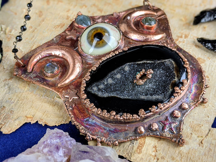 'Darkness Mutters' Copper Electroformed Halloween Statement Necklace - Minxes' Trinkets