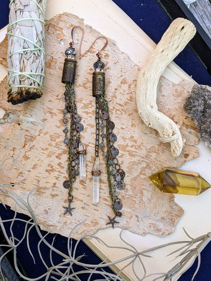 Etched Bulletcase Shoulder Duster Earrings