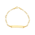 FREE ENGRAVING - 9CT YELLOW GOLD  FIGARO 17MM X 4.5MM ID CHILD'S ADJUSTABLE BRACELET 26.5CM/10.5"- 33CM/13"