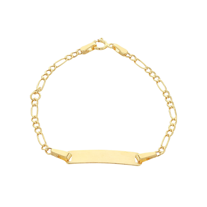 FREE ENGRAVING - 9CT YELLOW GOLD  FIGARO 17MM X 4.5MM ID CHILD'S ADJUSTABLE BRACELET 26.5CM/10.5"- 33CM/13"