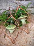 Green Amanita Mushroom & Copper Earrings - #4 - Minxes' Trinkets