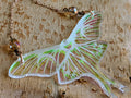 Iridescent Luna Moth Necklace with Iridescent Faceted Beads