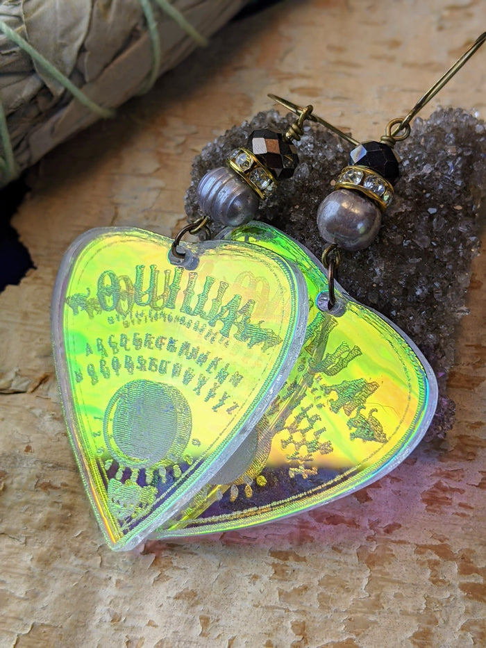 Iridescent Ouija Planchette Earrings - Minxes Trinkets Exclusive - #1