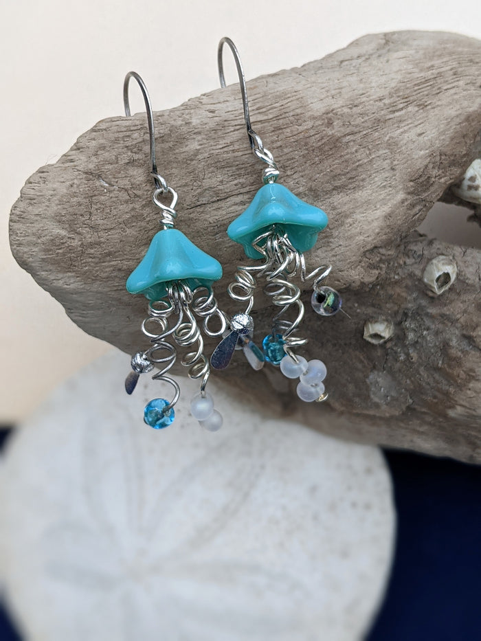 Jellyfish Earrings - Aqua #1 - Minxes' Trinkets