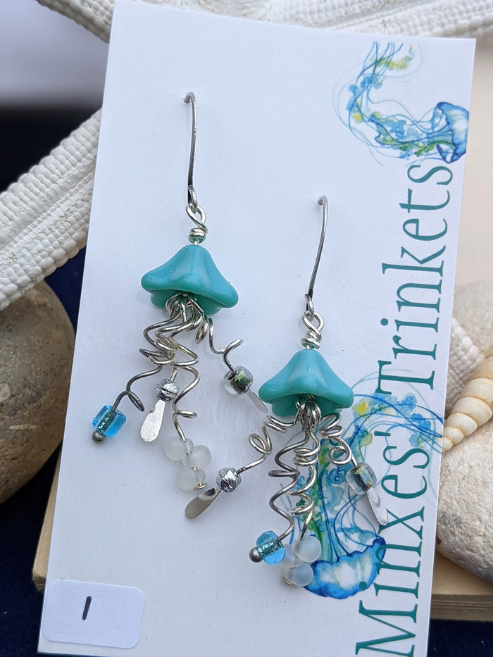 Jellyfish Earrings - Aqua #1 - Minxes' Trinkets