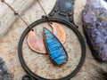 Labradorite Moon Copper Electroformed Moon Necklace
