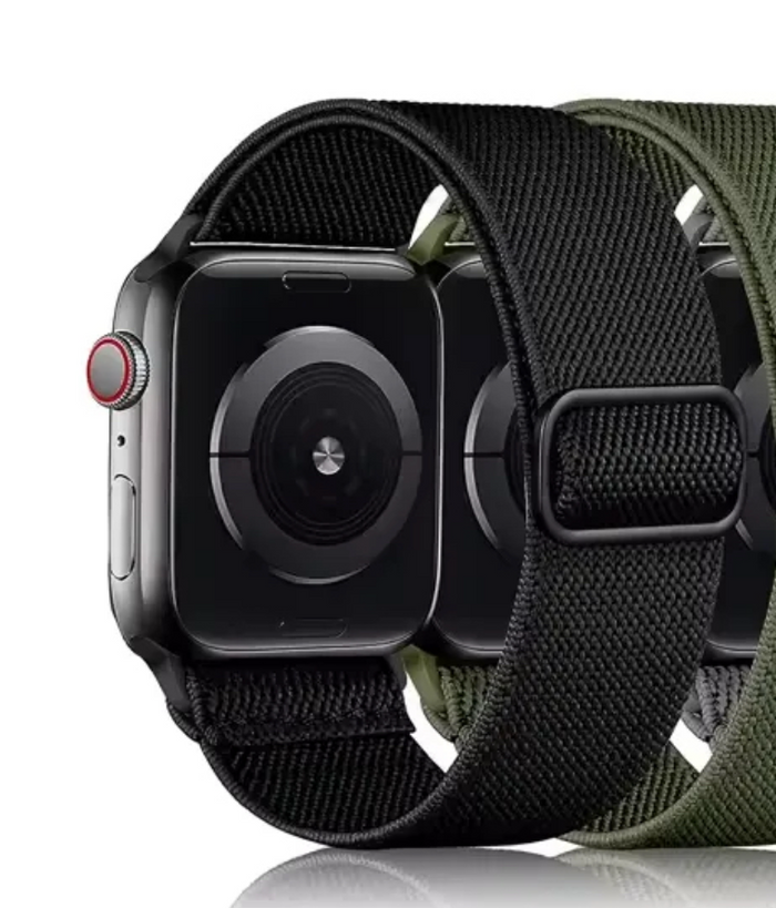 Close-up photo of the back of the Ladyspinedoc bicep smartwatch band showing the adjustable clasp.