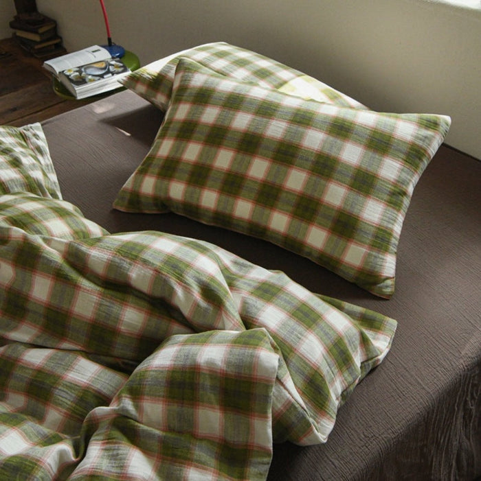 Lucas Gingham Jacquard Bedding Set / Green - Ever Lasting