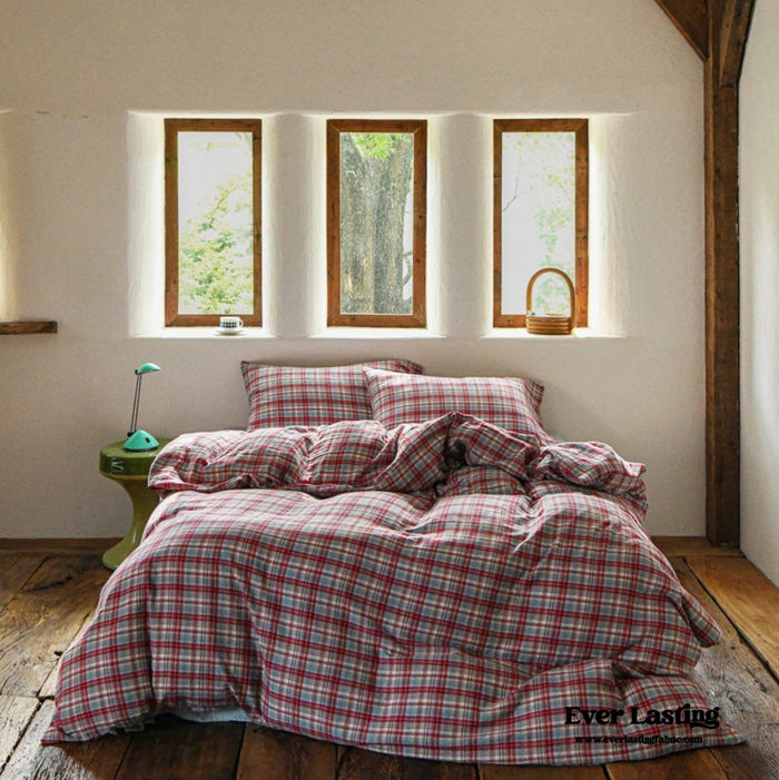 Lucas Gingham Jacquard Bedding Set / Green - Ever Lasting