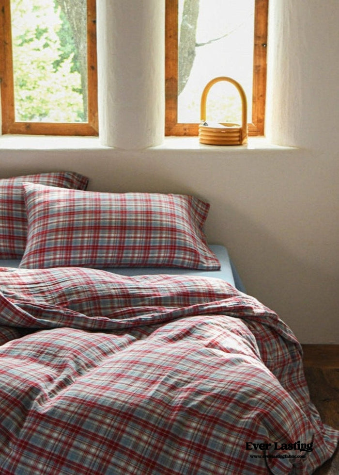 Lucas Gingham Jacquard Bedding Set / Green - Ever Lasting