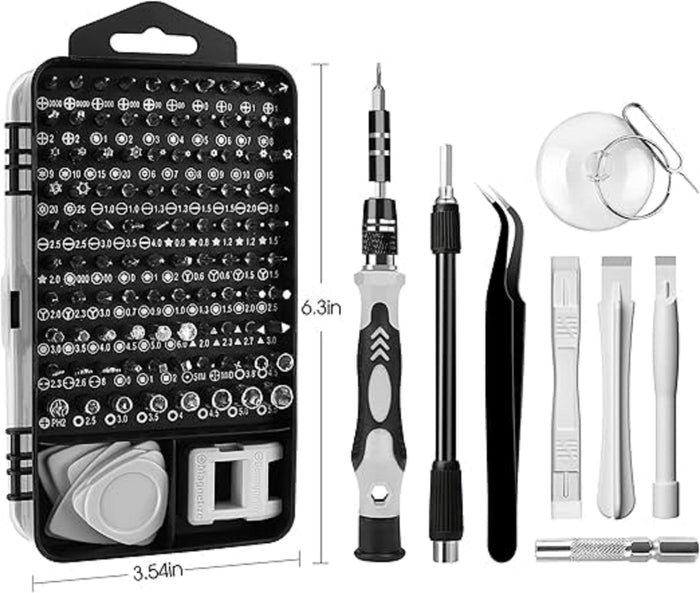 ECOTREK 115-in-1 magnetic precision screwdriver set with multiple bits, ideal for electronics and DIY repair tools.
