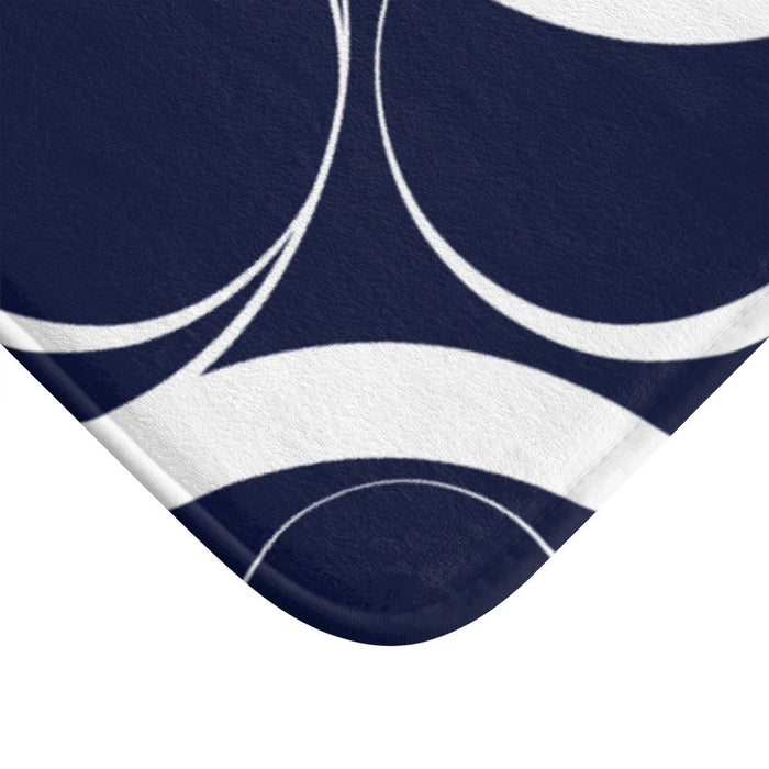 Modern Navy Blue Geometric Rings Memory Foam Mat - MAT141