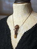 Morel Mushroom Electroformed Necklace with Sunset Spirit Quartz