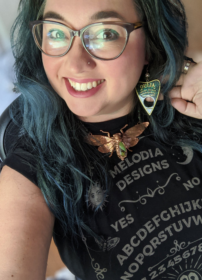Ouija Planchette Earrings - hematite stars - Minxes' Trinkets