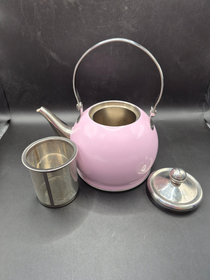 Pink 32 Ounce Teapot with Inside Strainer Kitchen Tea Brewing Serveware Home Decor