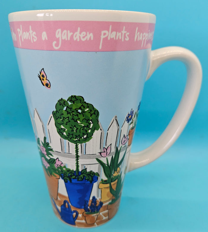 Pink Rim Signature Riviera Van Beers 16 oz Garden Coffee Cup Mug Stoneware