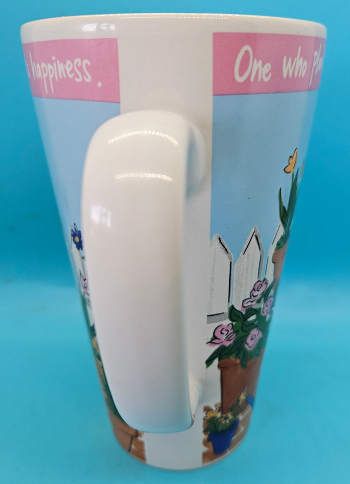 Pink Rim Signature Riviera Van Beers 16 oz Garden Coffee Cup Mug Stoneware
