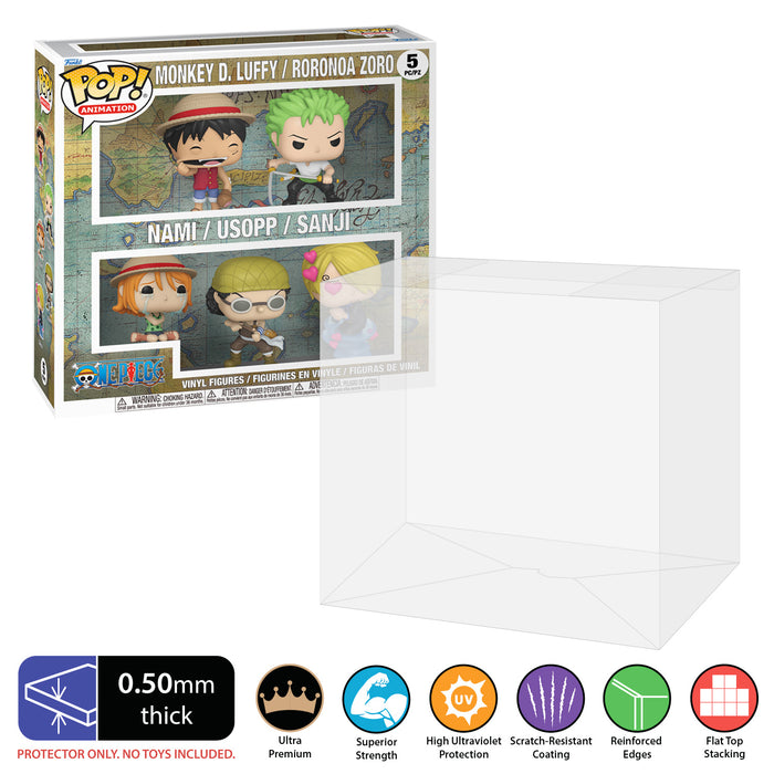 5-Pack One Piece - Funko Pop Protectors (0.50mm UV Resistant) Fits 12.7h x 12.7w x 3.5d