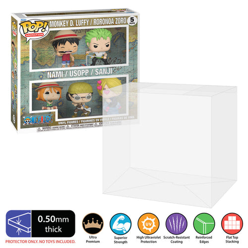 5-Pack One Piece - Funko Pop Protectors (0.50mm UV Resistant) Fits 12.7h x 12.7w x 3.5d