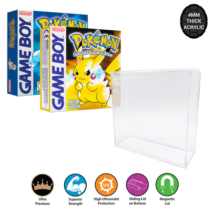 Acrylic Case for GAME BOY, GBC, GBA, VIRTUAL BOY Video Game Box 4mm thick, UV & Slide Bottom 5h x 5w x 1d on The Pop Protector Guide by Display Geek