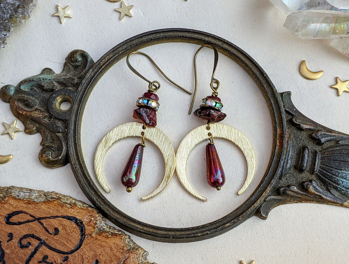 Red Garnet Celestial Earrings 16