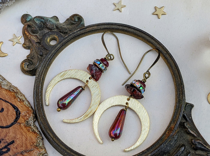 Red Garnet Celestial Earrings 16