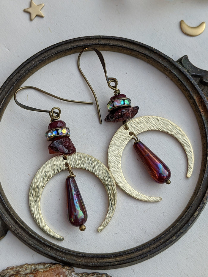 Red Garnet Celestial Earrings 16
