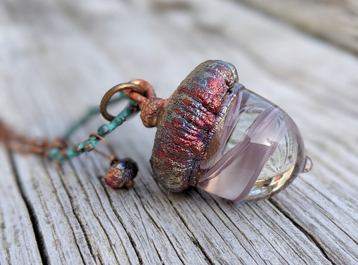 RESERVED Electroformed Lampworked Glass Acorn - Purple Swirl 2 - Minxes' Trinkets