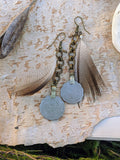 Scalloped Kuchi Coin and Feather Earrings - Minxes' Trinkets