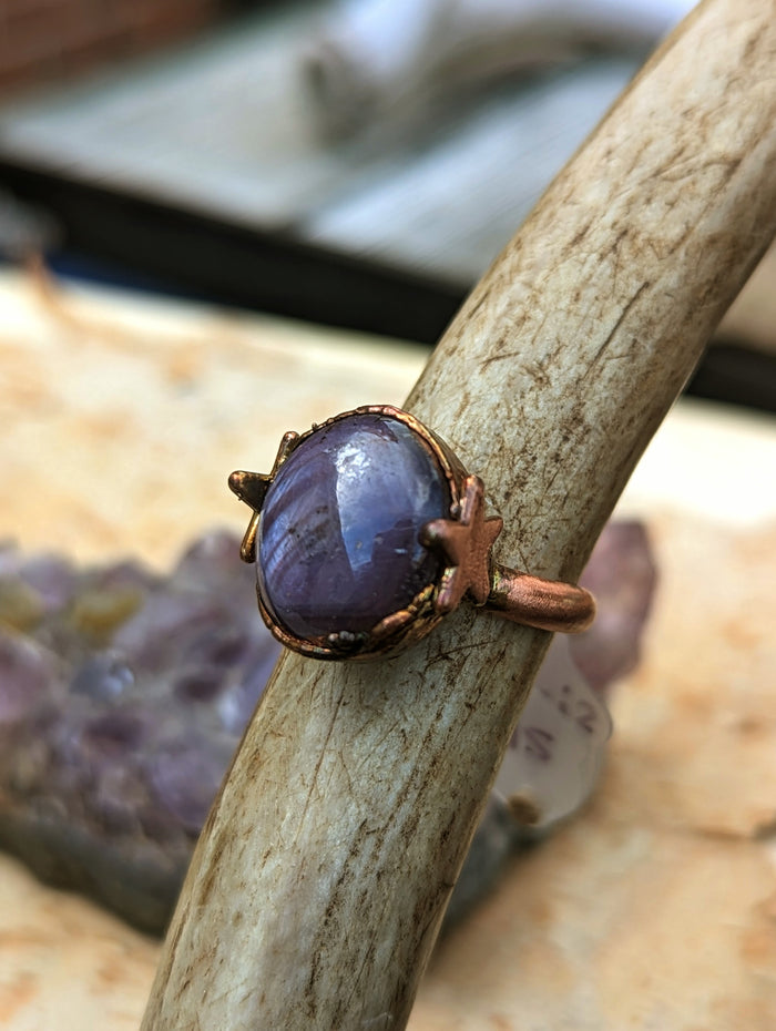 Size 7 Trapiche Ruby Electroformed Ring - Minxes' Trinkets