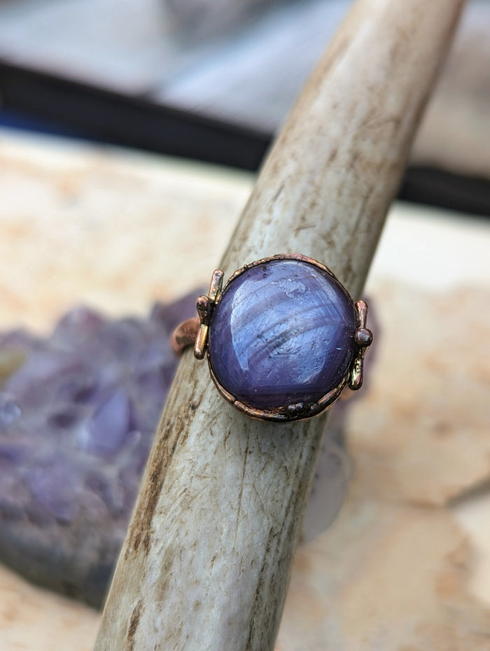 Size 7 Trapiche Ruby Electroformed Ring - Minxes' Trinkets