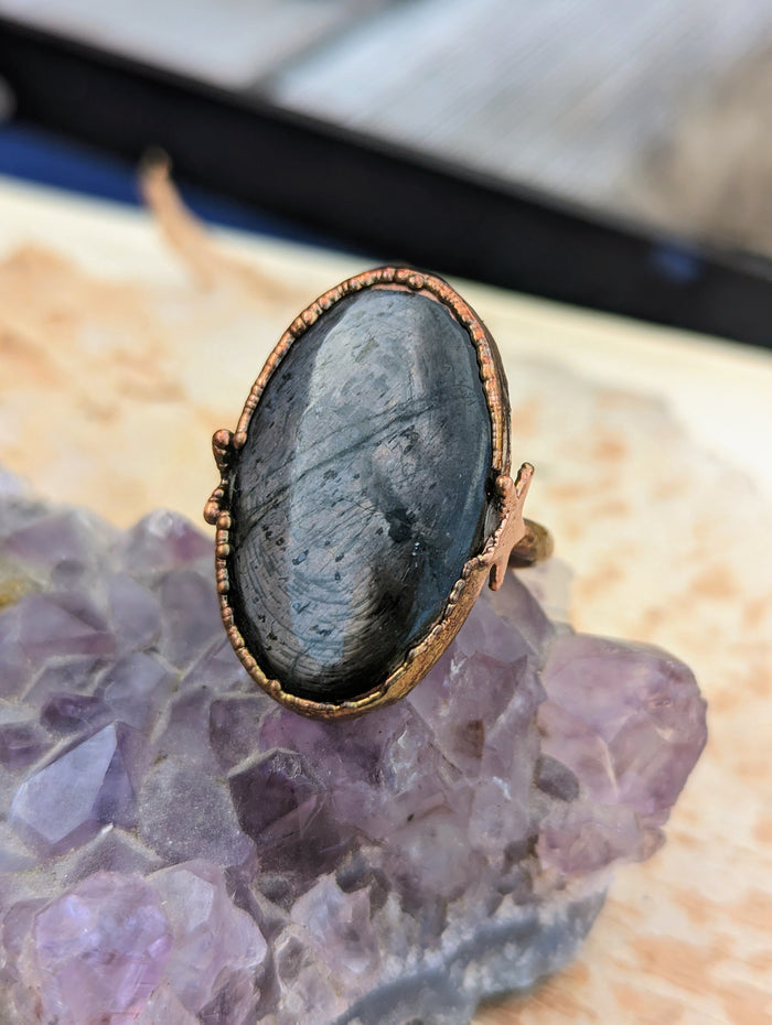Size 8.5 Hypersthene Electroformed Ring