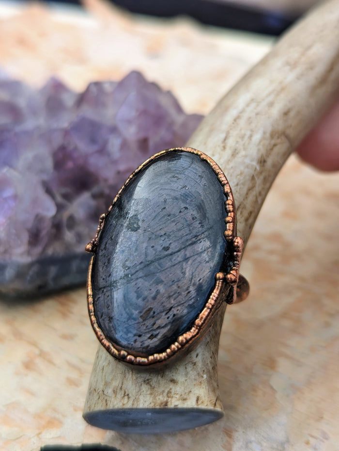 Size 8.5 Hypersthene Electroformed Ring