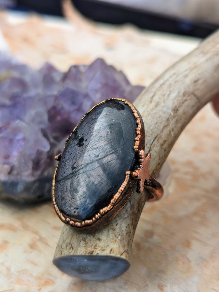Size 8.5 Hypersthene Electroformed Ring