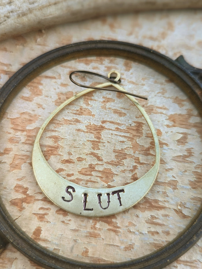 SLUT - *Single* Stamped Brass Earring - Mix & Match