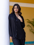 Solid Black Slub Shirt - Pinklay