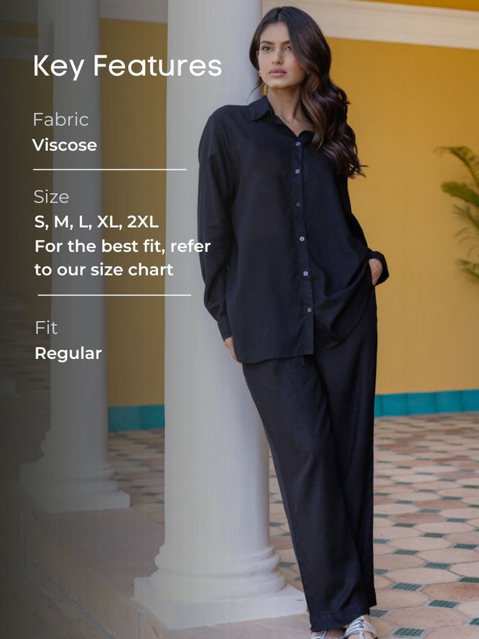 Solid Black Slub Shirt - Pinklay