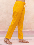 Solid Yellow Modal Straight Pants - Pinklay