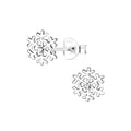 Sterling Silver Snowflake Crystal Ear Studs on white background