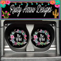 Succulent Be Wild Wreath Black Set of 2 Car Coasters - Car Coasters