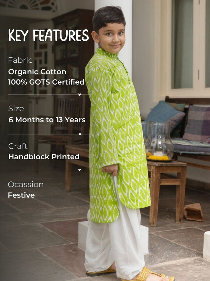 Sundew Organic Cotton Block Printed Long Kurta