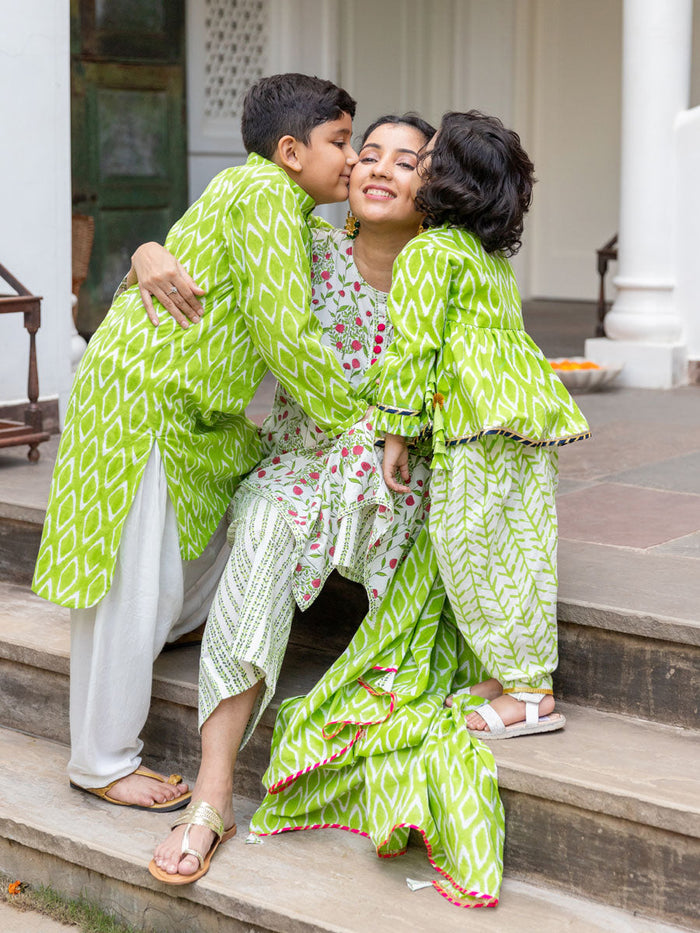 Sundew Organic Cotton Block Printed Long Kurta