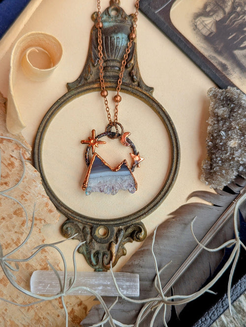 'The Midnight Mountain' Electroformed Druzy Necklace