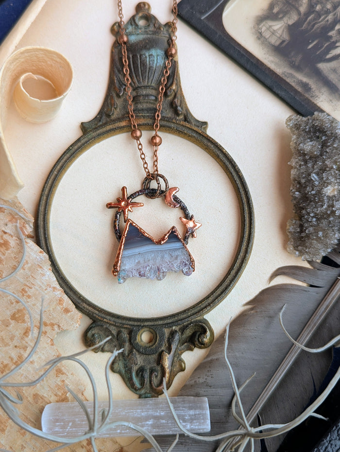 'The Midnight Mountain' Electroformed Druzy Necklace