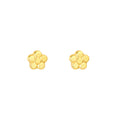 Tiny gold flower hypoallergenic flat back earrings for children in 316L surgical stainless steel