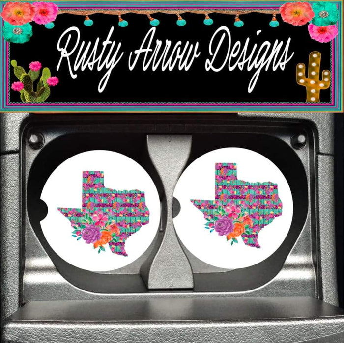 Tropical Texas Set of 2 Car Coaster - Car Coasters