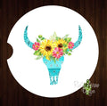 Turquoise Skull Set of 2 Car Coasters - Car Coasters