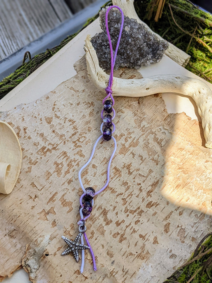 Water Bottle Abacus - Purple with Silver Starfish