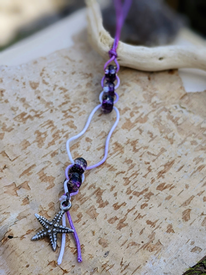 Water Bottle Abacus - Purple with Silver Starfish